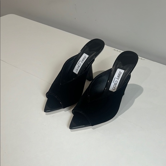 Jimmy Choo Black Mules Sleek Pointed-Toe Design